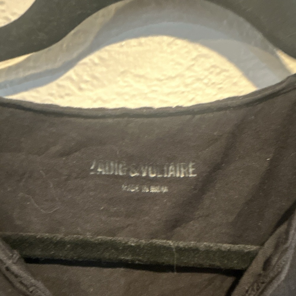 Zadig & Voltaire Women's Black V-Neck Long Sleeve Skull Pullover Top - Picture 2 of 5
